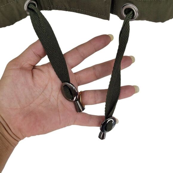 Kenneth Cole GIII Army Green Oversized Trench Raincoat S High Neck Mid Thigh - Picture 9 of 16